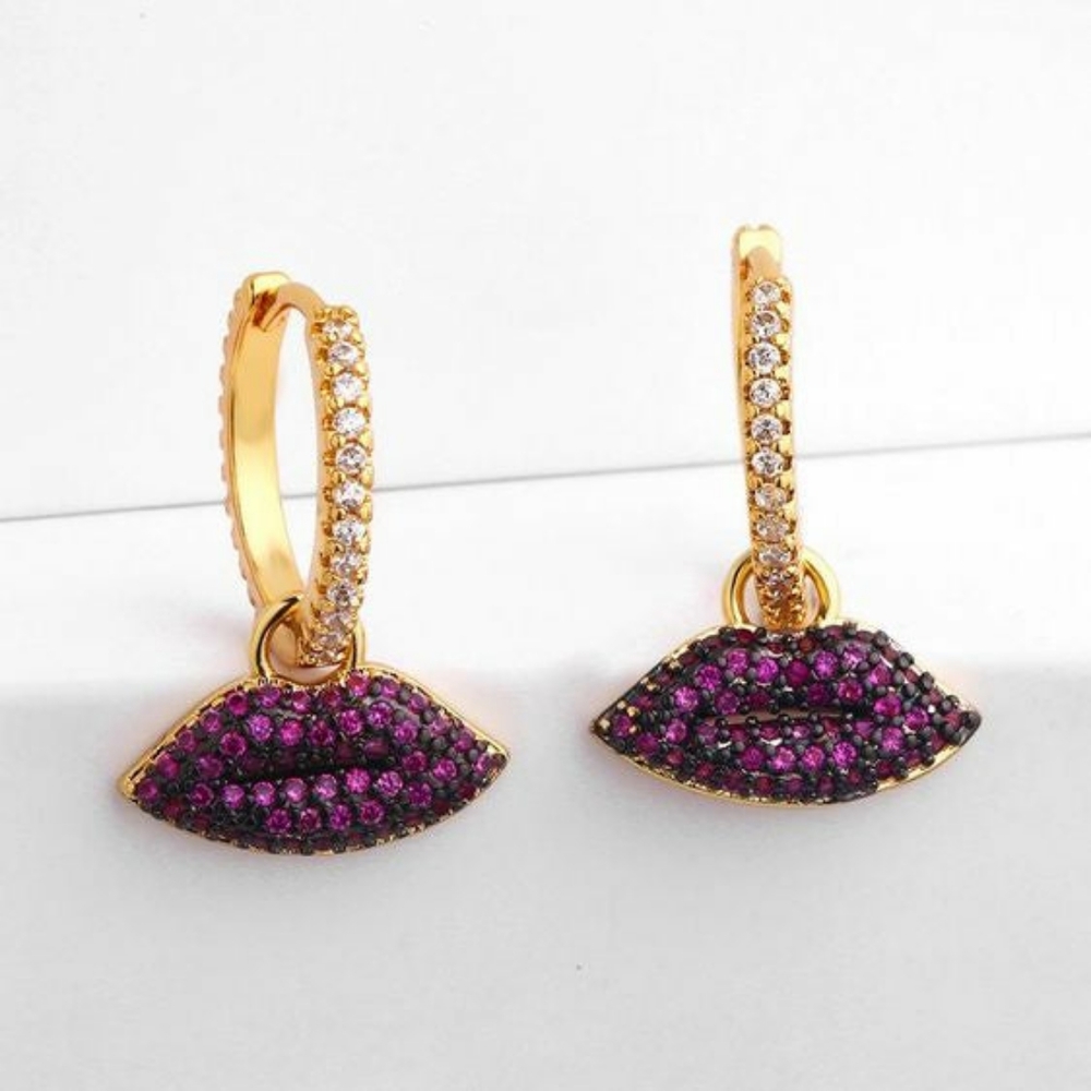Deep Purple Earring Lip HUGGIES